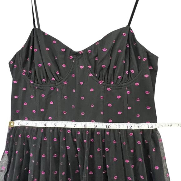 Betsey Johnson Black and Pink Polka Dot Midi Dress - Picture 10 of 16
